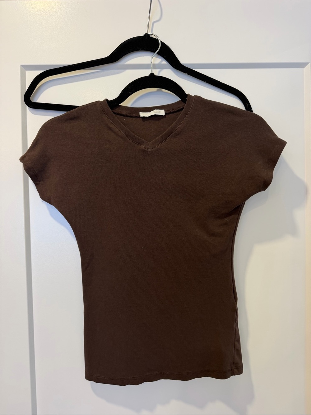 Zara Brown V-Neck Short Sleeve Tee